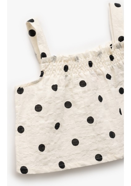 Pamuklu Kare Yaka Kalın Askılı Puantiyeli Bluz modelleri