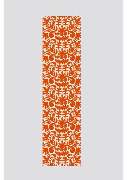 Turuncu Yaprak Desenli Runner 40X140CM
