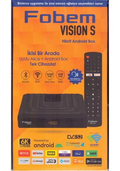 Vısıon S Hibrit 4gb Ram 32GB HDD 1.5ghz Ses Komutlu Uydu Alıcılı Androıd 14 Tv Box (Tunerli)