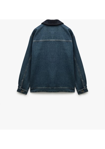 Pamuklu Oversize Uzun Kollu Fermuar Detaylı Denim Ceket fiyatları