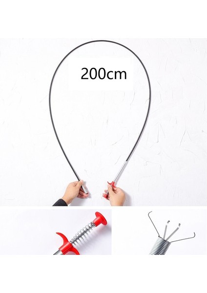 2m Tarzı 3m Kanal Temizleme Aracı Boru Temizleyici Dört Pençe Çekici Zemin Gideri Saç Yakalama Kanca Mutfak Yabancı Madde Tutucu (Yurt Dışından)