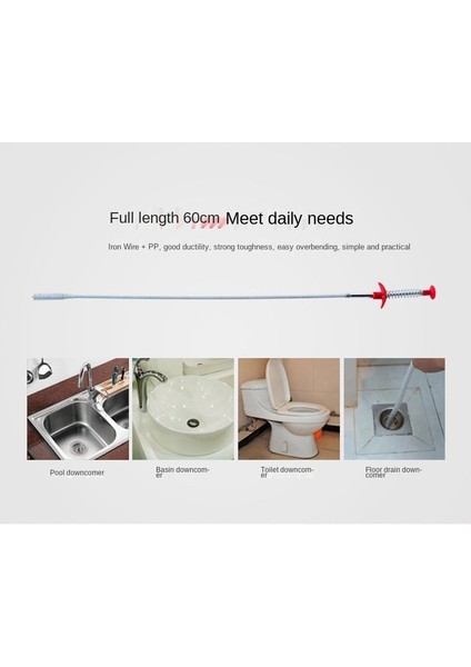60CM Tarzı 23.6 Inç Metal Tel Lavabo Tıkanıklık Giderici Temizleme Çubukları Ev Için Mutfak Lavabosu Için Yay Boru Temizleme Aracı (Yurt Dışından)