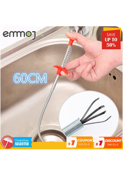 60CM Tarzı 23.6 Inç Metal Tel Lavabo Tıkanıklık Giderici Temizleme Çubukları Ev Için Mutfak Lavabosu Için Yay Boru Temizleme Aracı (Yurt Dışından) fiyatları