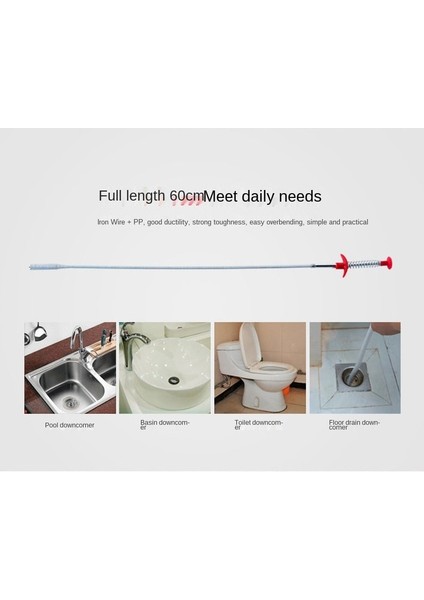 60CM Tarzı 23.6 Inç Metal Tel Lavabo Tıkanıklık Giderici Temizleme Çubukları Ev Için Mutfak Lavabosu Için Yay Boru Temizleme Aracı (Yurt Dışından) modelleri
