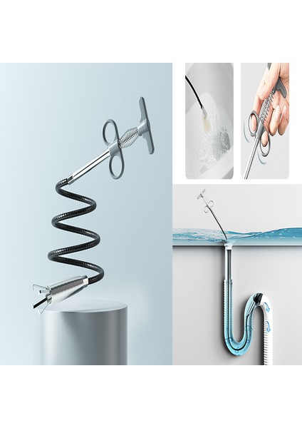 160CM Gri Stil Boru Tıkanıklığı Açıcı Yılan Yay Boru Temizleme Aracı Mutfak Banyo Kanalizasyon Temizleme Aracı Mutfak Aksesuarlarıcm (Yurt Dışından) fiyatları