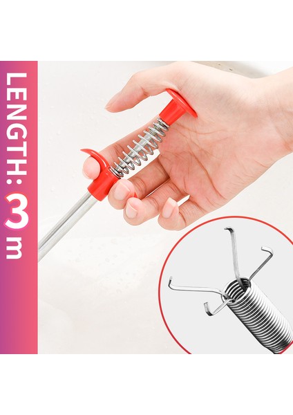 3m Tarzı Kanalizasyon Borusu Temizleme Aracı Dört Pençeli Çekici Temizlik Lavabo Tıkaç Çekme Kanalizasyon Tıkaç Çekme Mutfak Yabancı Madde Tutucu (Yurt Dışından)