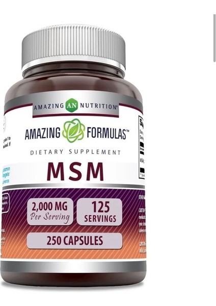 Msm (Methylsulfonylmethane) Supplement 2000 Mg Per Serving Capsules 250 Kapsül