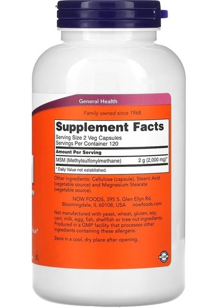 Msm 1000 mg 240 Veg Capsules fiyatları