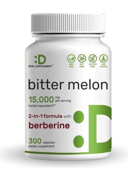 Bitter Melon With Berberine Supplement 15,000 mg Per Serving, 300 Capsules