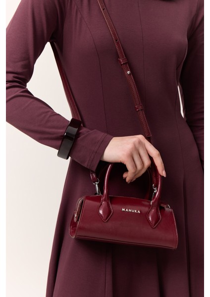 Deri Polo Mini Çanta Bordo