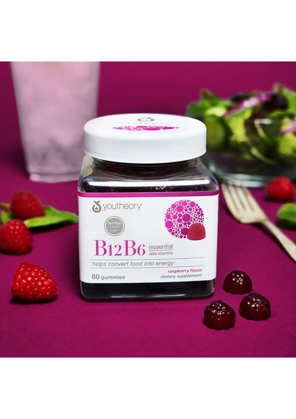B12B6 - Vegan Vitamin B6 & Vitamin B12 - Offers Brain Health, Energy & Immunity Support* - Dairy, Soy & Gluten Free - 60 Vege
