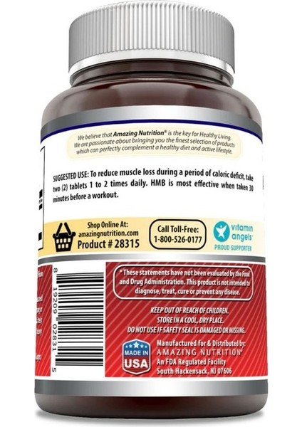 Hmb (Beta-Hydroxy Beta-Methylbutyrate) Supplement 2000 Mg Per Serving 120 Tablets