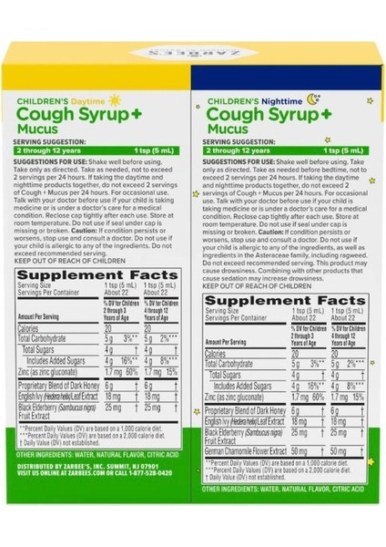 Children's Cough Syrup + Mucus Day & Night Value Pack Daytime & Nighttime Toddler Cough Syrup Mixed Berry 4 Fl. Oz 2 Pack