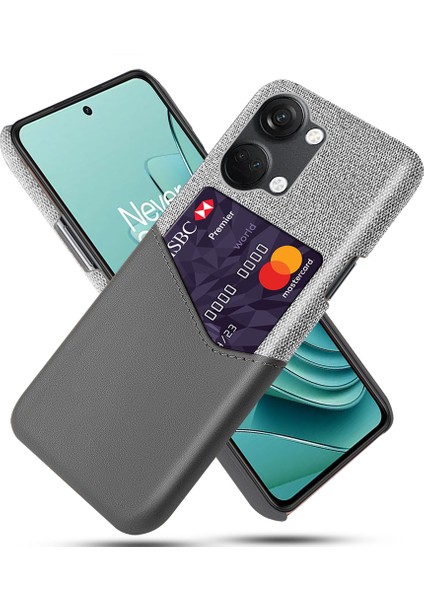 Oneplus Nord 3 5g Kumaş Doku Kart Tutucu Telefon Kapağı Deri Kaplamalı Pc Case Arka (Yurt Dışından)