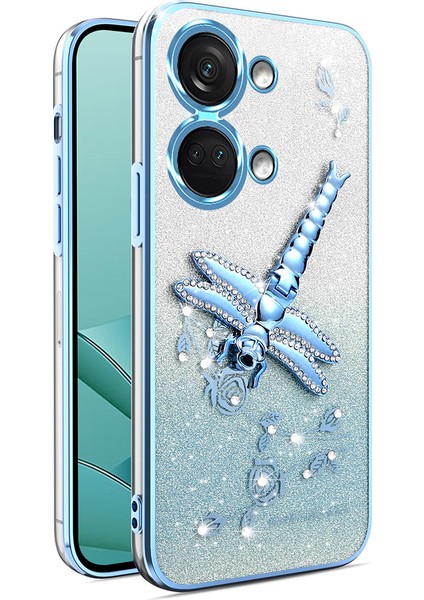 Oneplus Nord 3 5g Dragonfly Kickstand Tpu Çiçekler Glitter Telefon Kapağı (Yurt Dışından)