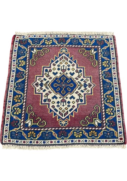 El Dokuma Taşpınar Halısı Yastık 56X60 Mor Kök Boya Küçük Halı