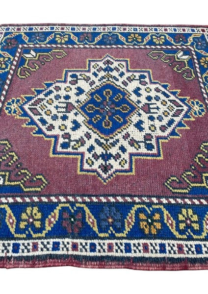 El Dokuma Taşpınar Halısı Yastık 56X60 Mor Kök Boya Küçük Halı fırsatları