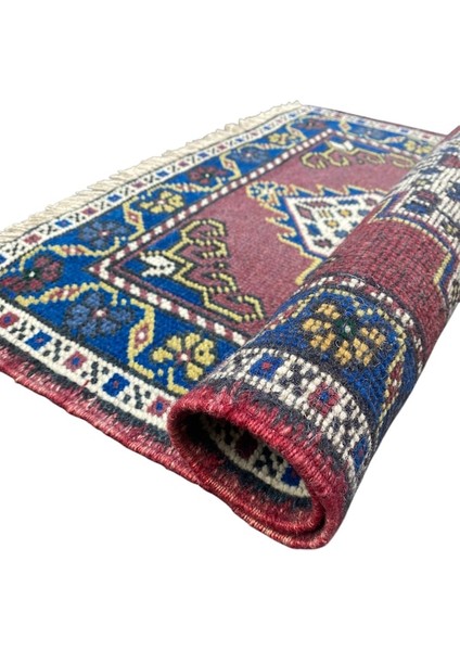 El Dokuma Taşpınar Halısı Yastık 56X60 Mor Kök Boya Küçük Halı indirimleri