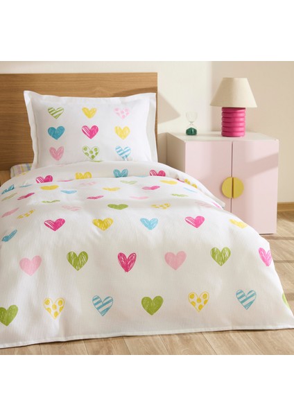 Young Color Heartz %100 Pamuk Tek Kişilik Pike Takımı fiyatları