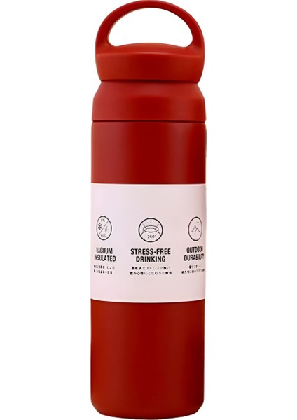 304 L Çelik 500 ml Kırmızı Kulplu El Termos Mug CIN910KR
