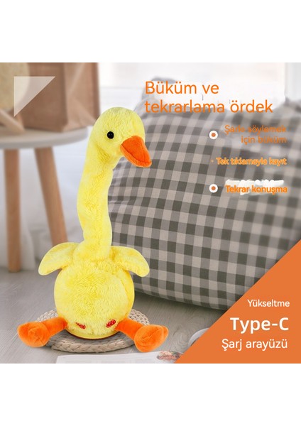 Küçük Sarı Ördek Peluş Oyuncak Şarkı Söylemeyi ve Dans Etmeyi Öğrenin (Yurt Dışından)