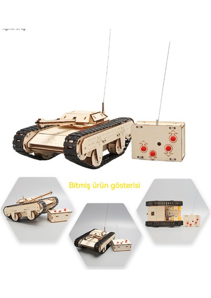 Çocuk Bulmaca Diy El Yapımı Yapı Taşları Uzaktan Kumanda Tankı Modeli Eğitici Oyuncak (Yurt Dışından)