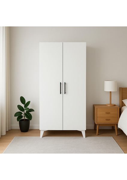 Raflı, Iki Kapaklı Gardrop, Mutfak Kiler Dolabı, Banyo Dolabı, Çok Amaçlı Dolap 80 x 50 x 178