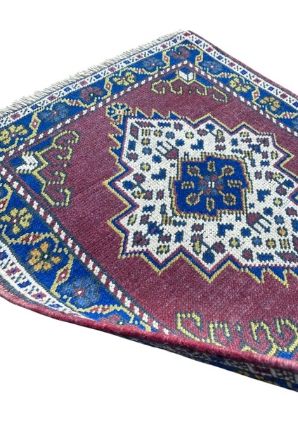 El Dokuma Mor Taşpınar Halısı 57X63 Küçük Halı Yastık modelleri