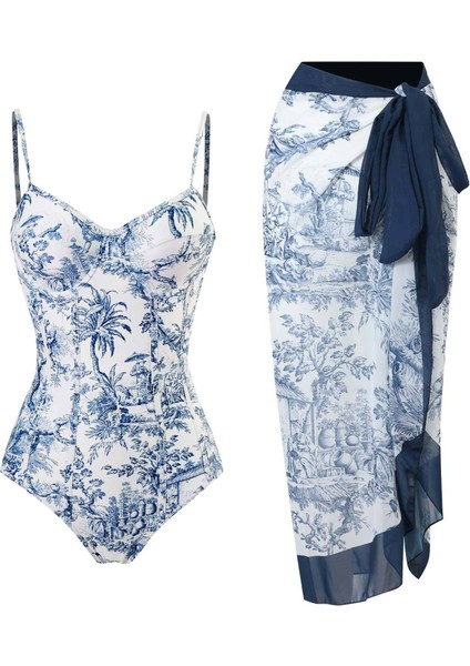 LX084BLUE Tek Parça Plaj Mayo Bikini (Yurt Dışından)