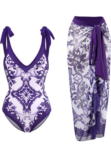 LX060PURPLE Tek Parça Plaj Mayo Bikini (Yurt Dışından)