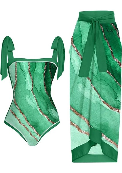 LX009YEŞIL Tek Parça Plaj Mayo Bikini (Yurt Dışından)