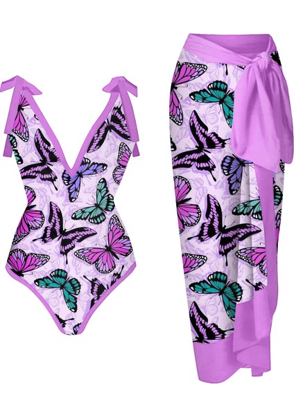 LX037PURPLE Tek Parça Plaj Mayo Bikini (Yurt Dışından)