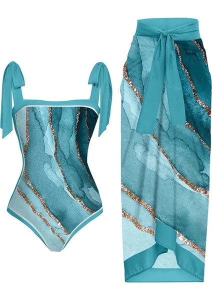 LX011BLUE Tek Parça Plaj Mayo Bikini (Yurt Dışından)
