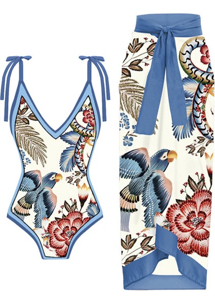 LX022BLUE Tek Parça Plaj Mayo Bikini (Yurt Dışından)