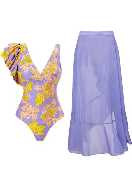 LX106PURPLE Tek Parça Plaj Mayo Bikini (Yurt Dışından)