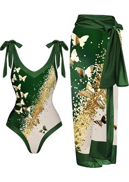 LX128YEŞIL Tek Parça Plaj Mayo Bikini (Yurt Dışından)