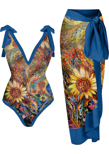 LX019BLUE Tek Parça Plaj Mayo Bikini (Yurt Dışından)