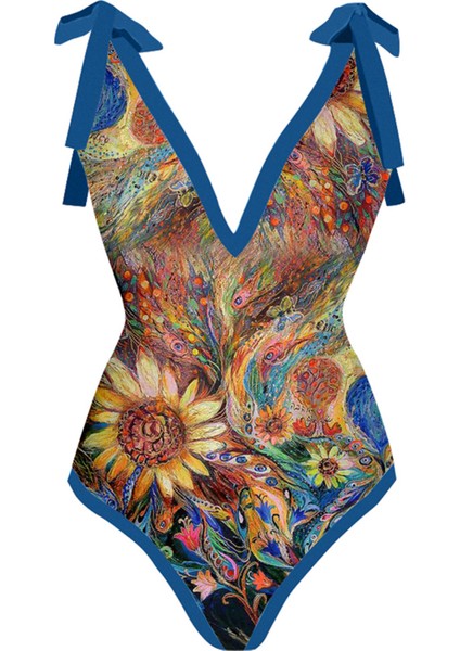 LX003BLUE Tek Parça Plaj Mayo Bikini (Yurt Dışından)