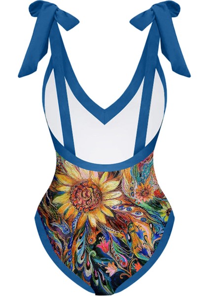 LX003BLUE Tek Parça Plaj Mayo Bikini (Yurt Dışından)
