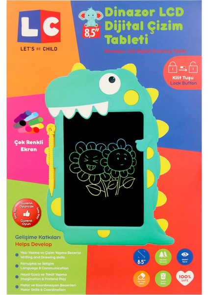 Nessiworld LCD Dijital Renkli Dinozor Çizim Tableti 8,5 Inç