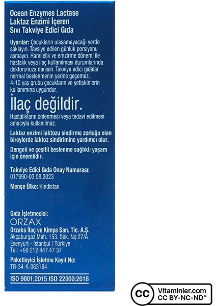 Ocean Enzymes Lactase Damla 20 ml