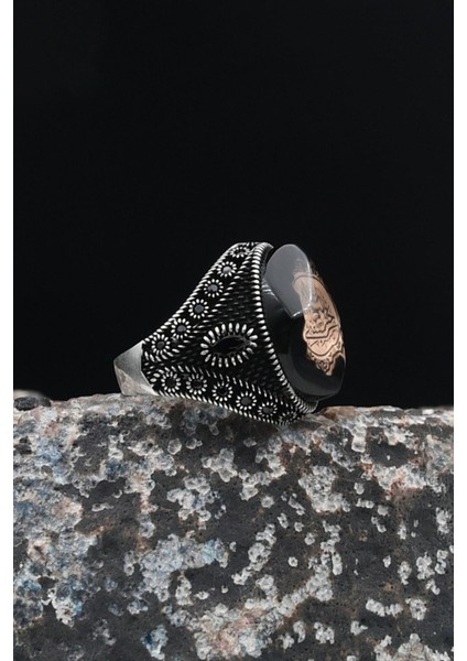 925 Ayar Gümüş Erkek Yüzüğü Hasbiyallah Yazılı (Allah Bana Yeter) Sıkma Kehribar Taşlı 901643 fiyatları