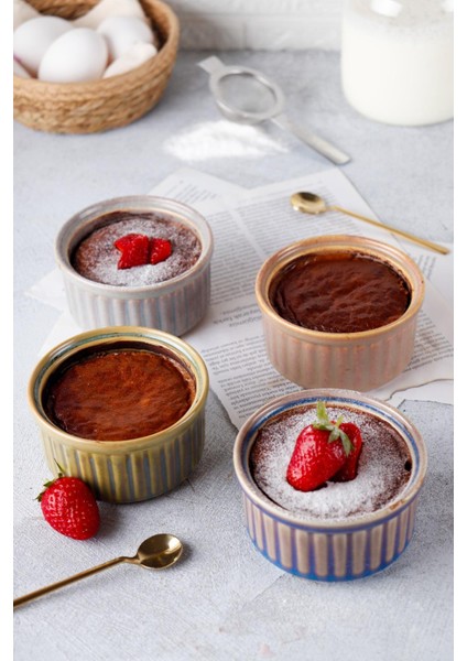 Homenıva 4 Adet Hologram Porselen Sufle Kabı – Fırın Airfryer Mikrodalga Kabı