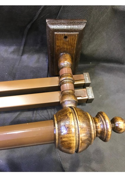 Çift Raylı Rustik Halkalı Perde Tutucu 3lü Perde Askısı Ahşap Başlık Metal Boru Ray fiyatları