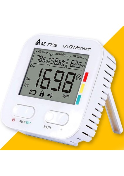 Az 7732 Karbondioksit Sıcaklık Nem Ölçer | Sadece Pil Ile Çalışır