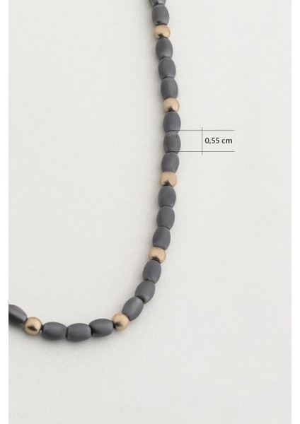 Hematit Taşlı 65 cm Gümüş Erkek Kolye
