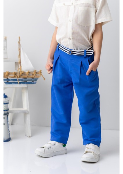 Erkek Çocuk Kemerli Gabardin Pantolon - Sax