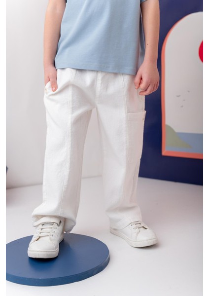 Erkek Çoçuk Çep Detaylı Lastikli Pantolon - Siyah