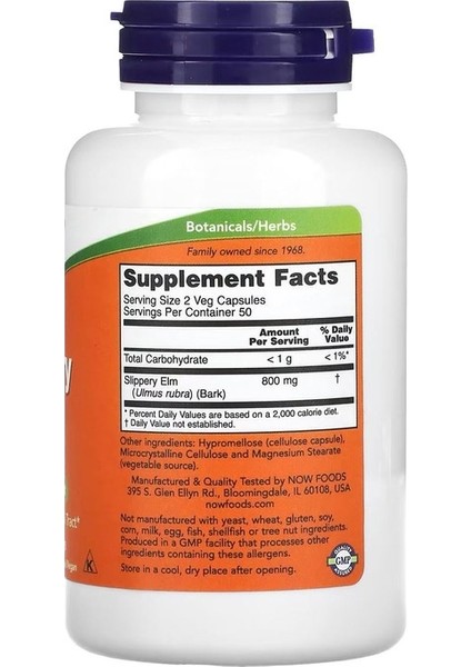 Slippery Elm 400 mg 100 Veg Capsules fiyatları