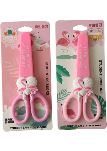 Figürlü Kağıt Makası - Çocuk Makası - 1 Adet- Flamingo Desenli